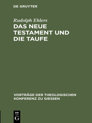 cover image of Das neue Testament und die Taufe